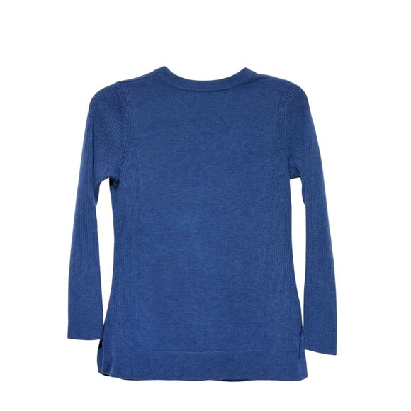 Isaac Mizrahi Live Womens Blue V-Neck Cashmere Sweater Size M - Picture 4 of 7